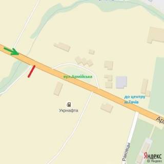 Billboard A in Tyachiv st.Armijs'ka (AZS),v'izd do mista zi storoni s.Bustino, m.Hust scheme