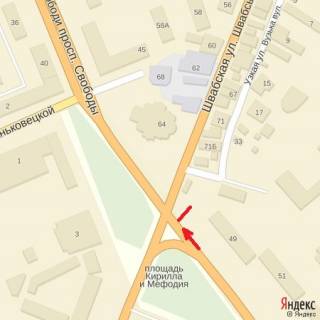 Billboard A in Uzhgorod prosp.Svobodi,49-Svabs'ka-Minajs'ka(perehresta), navproti got.Zakarpatta scheme