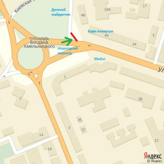 Billboard B in Uzhgorod st.L.Tolstogo,46 (magazini,restorani, dit.majdancik, pisohidnij per, naav.-pl.S.Petefi scheme