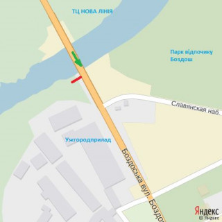 Billboard A in Uzhgorod st.Bab'aka(novij transp.mist), rajon TC Nova linia, napram-st.Voz'ednanna, Kapusans'ka scheme