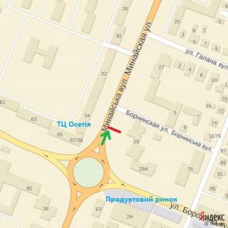 Billboard A in Uzhgorod st.Minajs'ka 27 (navproti mag.Osetia), napram-av.Svobodi scheme