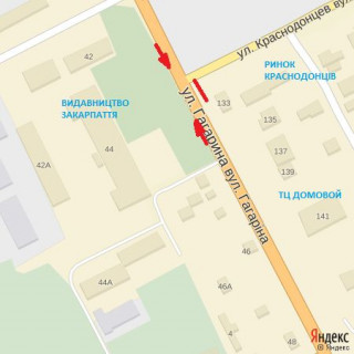 Billboard A in Uzhgorod st.Gagarina-Krasnodonciv, v'izd do rinku "Krasnodonciv" scheme
