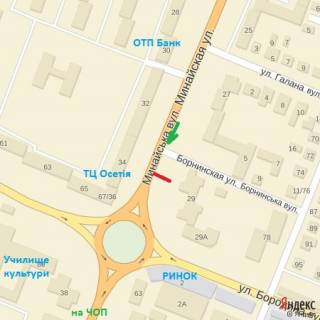 Billboard B in Uzhgorod st.Minajs'ka 27 (navproti mag.Osetia), napram-st.Grusevs'kogo scheme