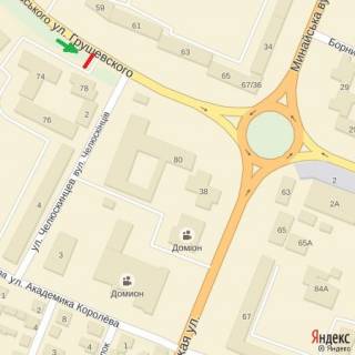 Billboard A in Uzhgorod st.Grusevs'kogo (mag.Malatko),magazini, kafe, ustanovi, naav.-st.Minajs'ka scheme