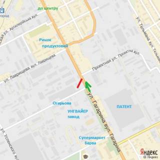 Billboard B in Uzhgorod st.Gagarina,30-Ogar'ova, naav.-st.Ankudinova-do centru scheme