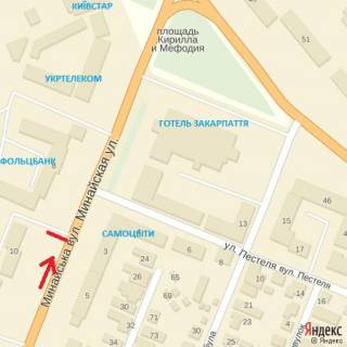 Billboard B in Uzhgorod st.Minajs'ka, 8 (navproti mag.Samocviti), napram-av.Svobodi scheme