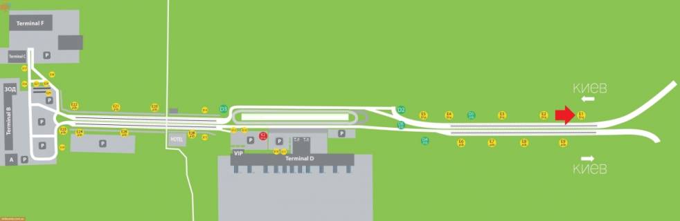 Backlight B in Boryspil Aeroport "Borispol'". Gorizonal'nyj beklajt po napravleniu dvizenia iz aeroporta scheme