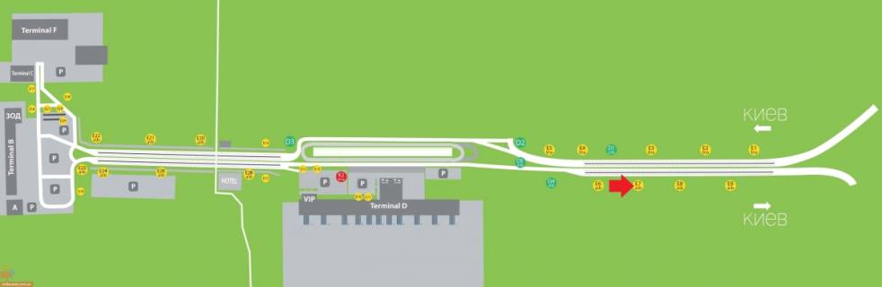 Backlight A in Boryspil Aeroport "Borispol'". Gorizonal'nyj beklajt po napravleniu dvizenia iz aeroporta scheme
