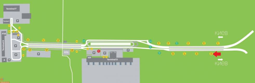 Backlight B in Boryspil Aeroport "Borispol'". Gorizonal'nyj beklajt po napravleniu dvizenia v  aeroport scheme