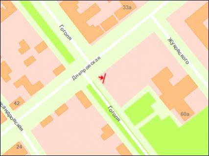 Billboard A in Zaporizhzhya st.Dniprovs'ka - st.Gogola scheme