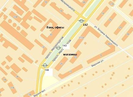 Billboard A in Zaporizhzhya av.Metalurgiv -st.B.Hmel'nic'kogo, ruh do av.Sobornogo scheme