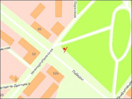 Prismatron, Prism B in Zaporizhzhya st.Peremogi - PKiO Trudovoi slavi, st.B (prizmatron) - 251971 scheme