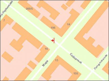 Citylight Р/П in Zaporizhzhya, 1.8x1.2  av. Sobornij -st. Pivdennoukrains'ka - st. Miru scheme