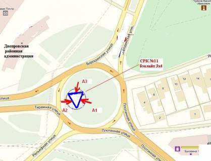 Backlight A in Zaporizhzhya, 3x4  Vst.P.Sagajdacnogo(Borodins'ka)-st.Grebel'na -st.Tirazna obliccam do RA scheme