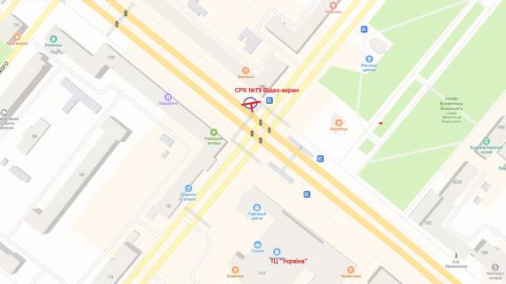 Video Billboard A in Zaporizhzhya, 5,76х2,88  av.Sobornij - st.V.Zajceva(Lermontova)   - 442621 scheme