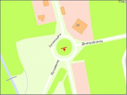 Billboard A in Zaporizhzhya st.Istomina - st.Gladkova (kolo), obliccam na st. Dnipropetrovs'ke sose scheme