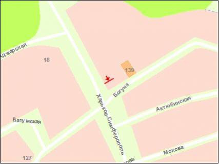 Billboard B in Zaporizhzhya tr.Har'kiv-Simferopol' - Solanij provulok - st.Boguna, st.B scheme