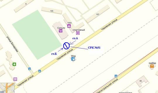 Billboard B in Zaporizhzhya st.Carivna, 155B (Sil'po) mag. "Lider", AZS VOG, st.B scheme