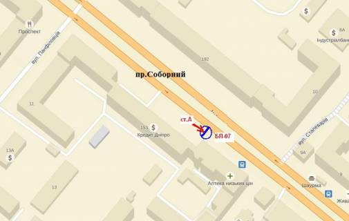 Backlight A in Zaporizhzhya, 3x4  av.Sobornij -st. Stalevariv (zupinka) scheme