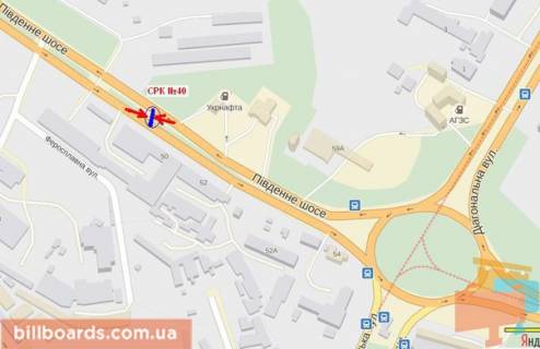 Billboard A in Zaporizhzhya st.Diagonal'na - Pivdenne sose, ruh do st.Diagonal'noi scheme