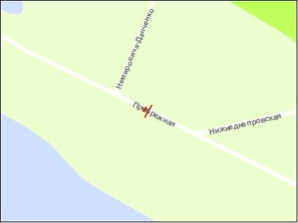 Prismatron, Prism B in Zaporizhzhya Naberezna magistral'  - st.Nemirovica-Dancenka, "Ribac'kij stan", ruh do vokzalu (prizmatron) - 251995 scheme