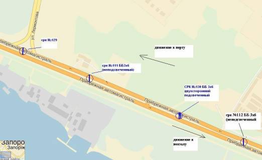 Billboard Р/П in Zaporizhzhya Naberezna magistral'  - zizd vid supermarketu "Amstor" -st.Zajceva (Lermontova), AZS TNK No24 , ruh do portu scheme