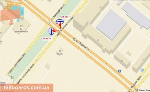 Billboard A in Zaporizhzhya st.Peremogi - st.Maakovs'kogo, nizna plosina scheme