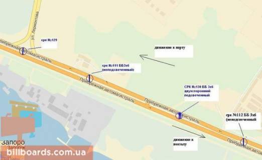 Billboard B in Zaporizhzhya Naberezna magistral' - Voznesenivs'kij rinok, ruh do vokzalu scheme