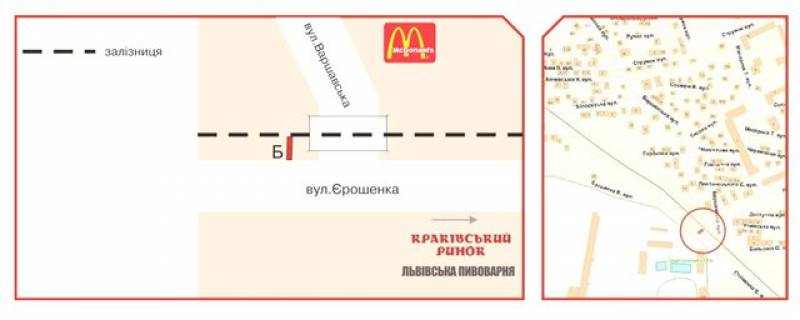 Billboard B in Lviv, 3х6  Erosenko st. scheme