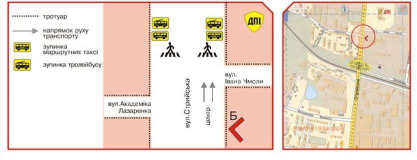Billboard B in Lviv, 3х6  Stryjskaa st. - Cmoly st. scheme