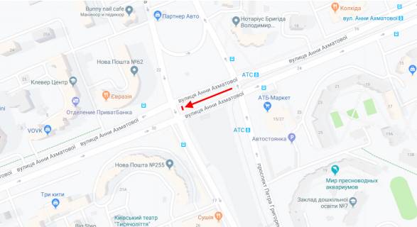 Prismatron, Prism A in Kyiv, 3х6  Ahmatovoi st. na rozpodil'cij smuzi / Grigorenka av. u napramku Dniprovs'koi nabereznoi - 189089 scheme