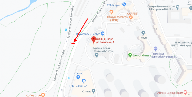 Billboard A in Kyiv, 3х6  Bal'zaka st., 4  scheme