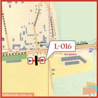 Billboard A in Lutsk st.Rivnens'ka 154 (rajon vizdu-viizdu z mista, povorot na MREO, bila AZS) scheme