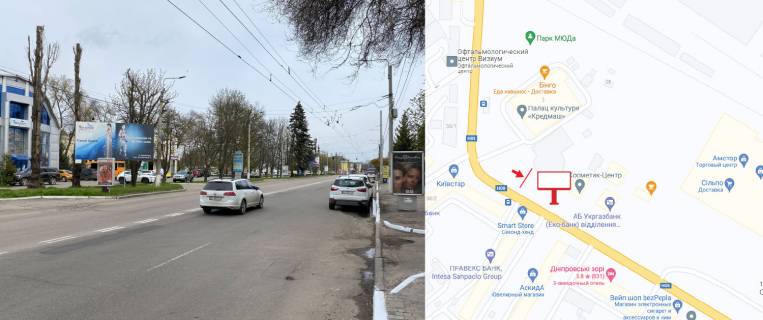 Billboard A in Kremenchuk, 3х6  st. Halamenuka b.3, r-n Kosmetik centr, TC Amstor, DC Meridian, Zaliznicnogo Vokzalu, napramok do Central'nogo rinku Photo 1