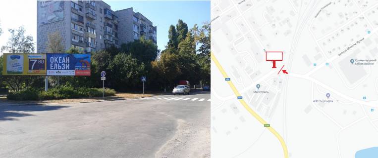 Billboard A in Kremenchuk, 3х6  st. Sevcenka bila b. No9 perehresta z st.Ukrainska.(zliva) Napramok vid zitl. masivu 3-go Zanasipu i "Krem. Avtorinku" - vlivo: mist cerez r.Dnipro, vpravo: v Centr, transportna razv'azka. Photo 1