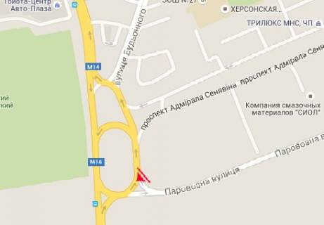 Billboard A in Kherson, 3x6  Admirala Senavina av., stara zapravka ("Tirla") scheme