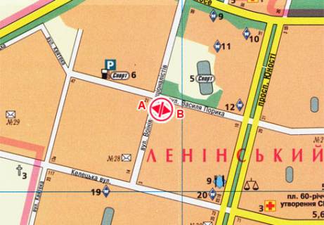 Billboard B in Vinnytsia, 3x6  Politehnicna st., 7 - Vasila Porika st. (Porika Vasila st.) scheme