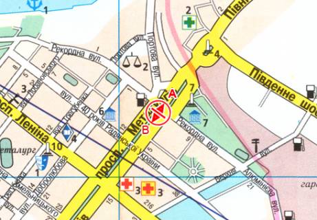 Prismatron, Prism A in Zaporizhzhya, 3x6  Metalurgiv prosp. - Rekordna st. - 480771 scheme