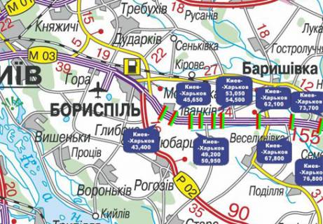 Non-Standard A in Kiev roads, 3x18  Trasa M-03, Kiiv - Harkiv, 43,400 scheme