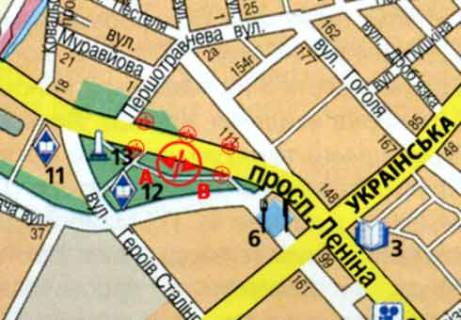 Prismatron, Prism A in Zaporizhzhya, 3x6  Sobornij av. (Lenina av.) (1) (ruh do vokzalu) - 480774 scheme