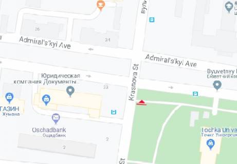 Billboard B in Odessa, 3x6  Krasnova st. - Admiral's'kij av. scheme