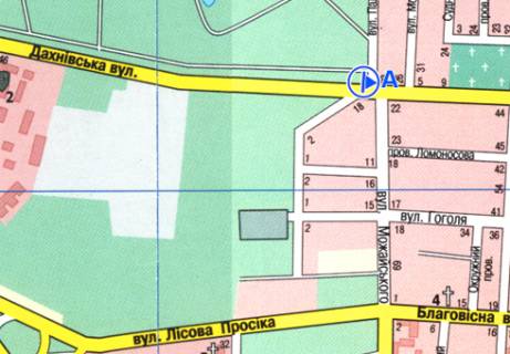 Backlight A in Cherkasy, 2.3x3.14  Dahnivs'ka st. - Mozajs'kogo st. (BackLit) scheme