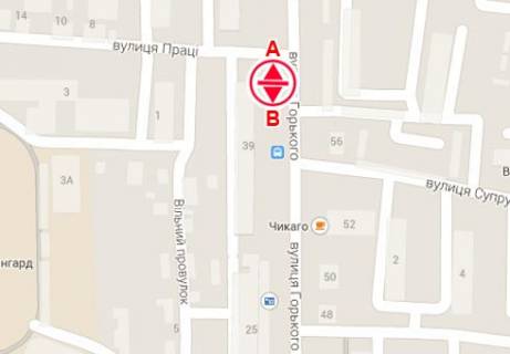 Billboard B in Sumi Gor'kogo st. - Truda st. scheme