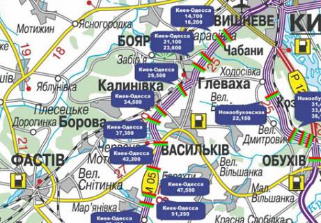 Non-Standard B in Kiev roads, 3x18  Trasa M-05, Kiiv-Odesa, 34,500 scheme
