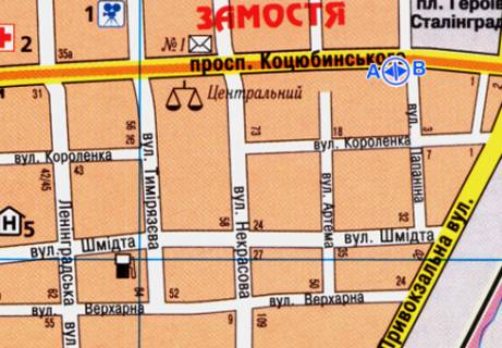 Scrolller, Scroll A in Vinnytsia, 2.32x3.14  Kocubins'kogo st., 9 - Evgenia Pikusa st. - 9381 scheme