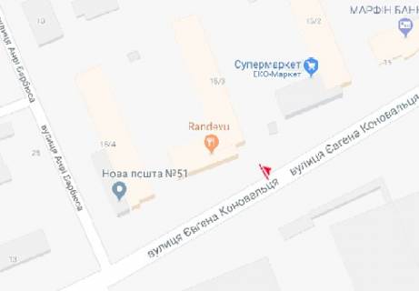 Backlight A in Kyiv, 2.3x3.14  Konoval'ca Evgena st. (Sorsa st.), 15 - Vasila Tutunnika st. (Anri Barbusa st.) scheme