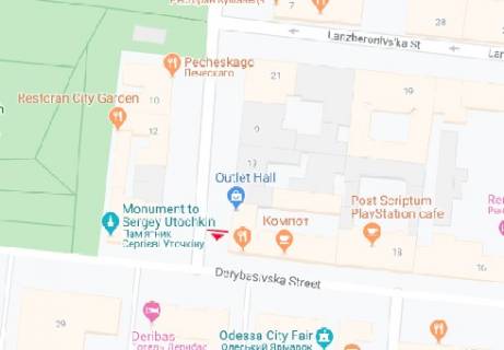 Citylight A in Odessa, 1.8x1.2  Gavannaa st., 13 - Deribasovskaa st., 20 A scheme