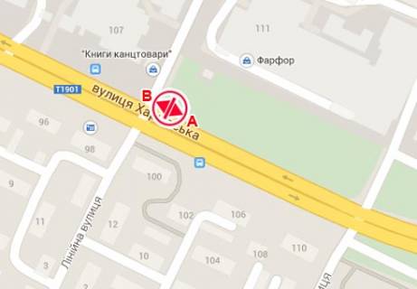Billboard B in Sumi, 3x6  Harkivs'ka st., 111 - Linijna st. scheme