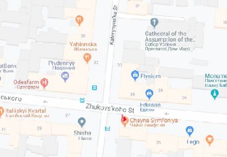 Citylight A in Odessa, 1.2x1.8  Zukovs'kogo st., 25 - Katerinins'ka st. scheme