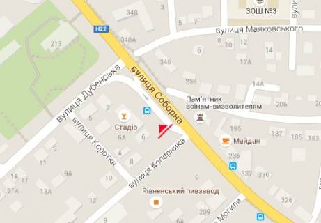 Billboard A in Rivne, 3x6  Soborna st. - Kocubins'kogo st. scheme